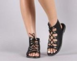 MINIMAL-31S Lce Up Flat Sandals For Women's - ShoeTimeStores