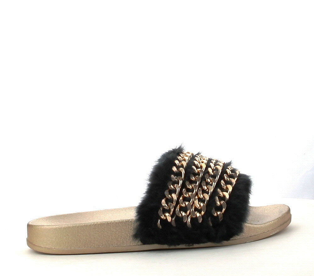 MOIRA-73 Fuax Fur Women's Cute Flat Sandals - ShoeTimeStores