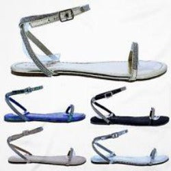 MARLO-15 Rhinestone Ankle Strap Women Flat Sandals - ShoeTimeStores