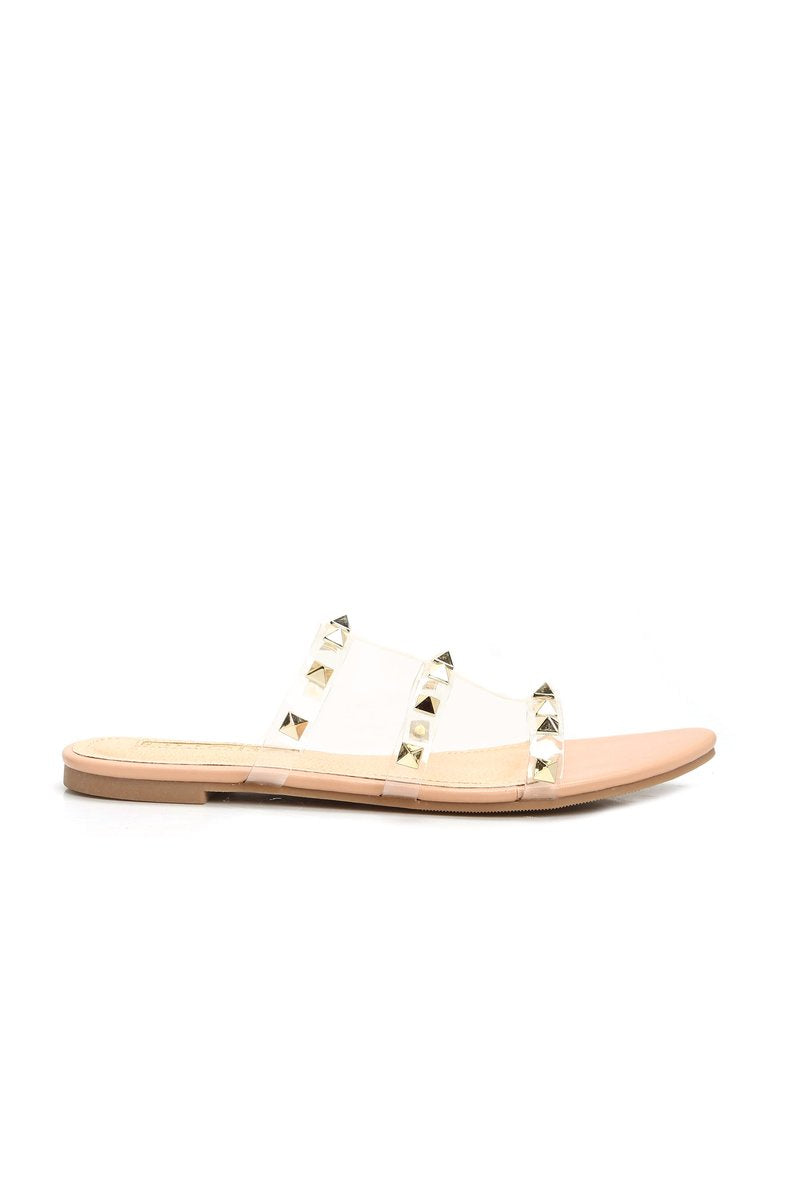 AURORA-272 Women's Fashionable Studded Flat Sandals - ShoeTimeStores