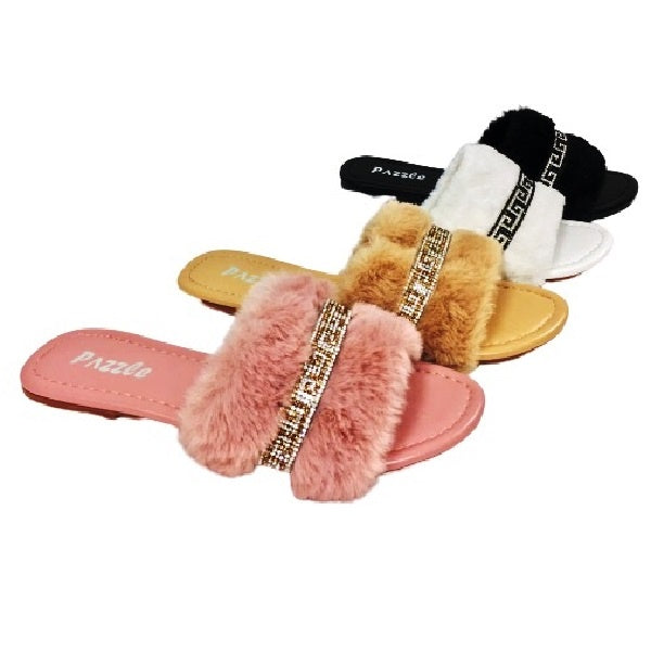 BETTY-02 Fur Flat Sandals For women's
