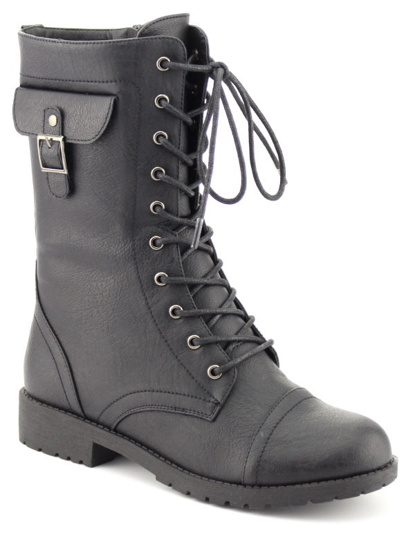DELTA-01 Women's Lace Up Combat Boots - ShoeTimeStores