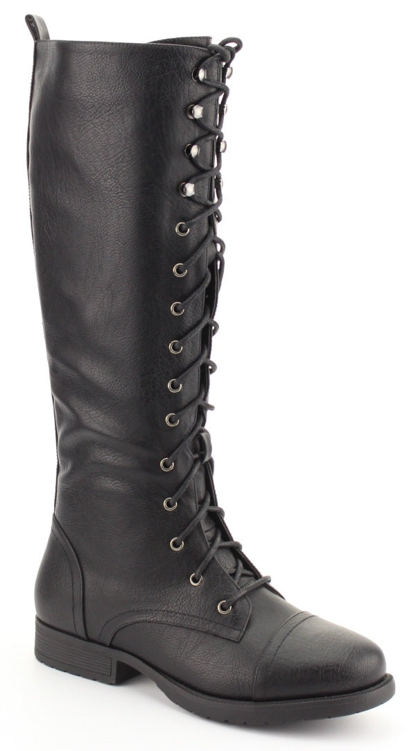 MADGE-02KH Women's Lace Up Knee High Combat Boots - ShoeTimeStores