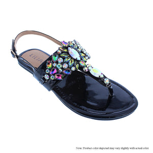 MARLO-18 Beadded Crystal Cute Flat Sandals For Women's - ShoeTimeStores