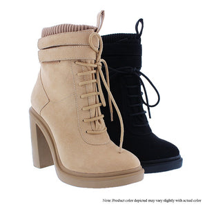 MODELO-1 Block Heel Lape Up Women's Winter Booties - ShoeTimeStores
