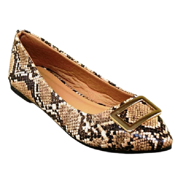 ENGAGE-01 Pointy Toe Snakeskin Flat Women's Shoes
