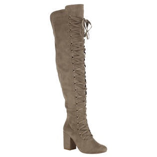 CACHE-04 OK Over The Knee High Lace Up Boots - ShoeTimeStores