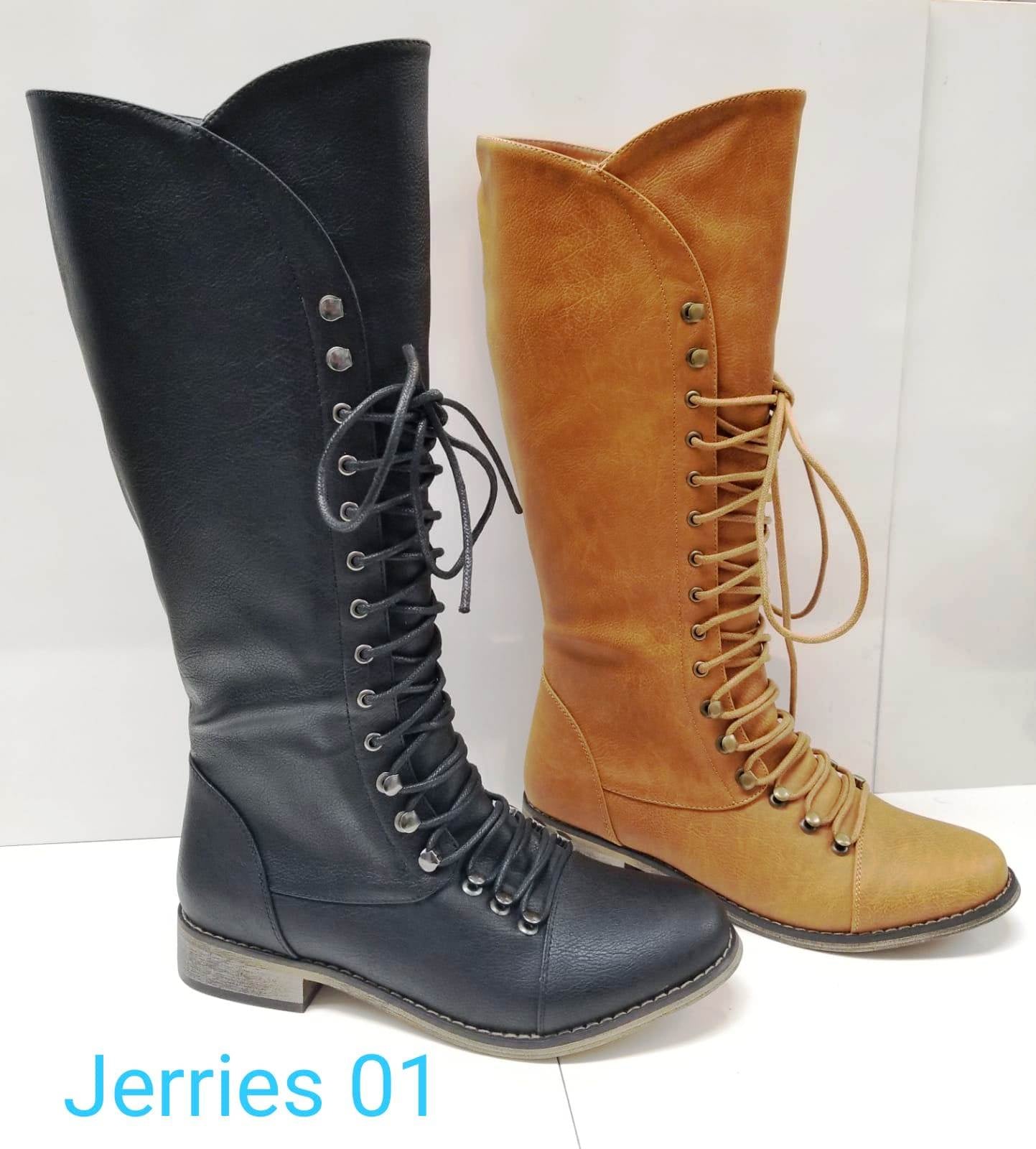 JERRIE-01 Lace Up Knee High Winter Boots For Women's - ShoeTimeStores
