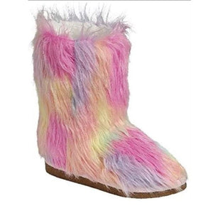 ALICE-11 Faux Fur Winter Rainbow Snow Boots For Ladies