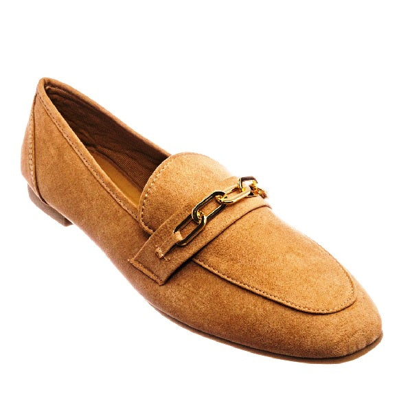 APPROACH-02 Penny Loafer Horsebit Gold Chain Almond Toe Women Shoes