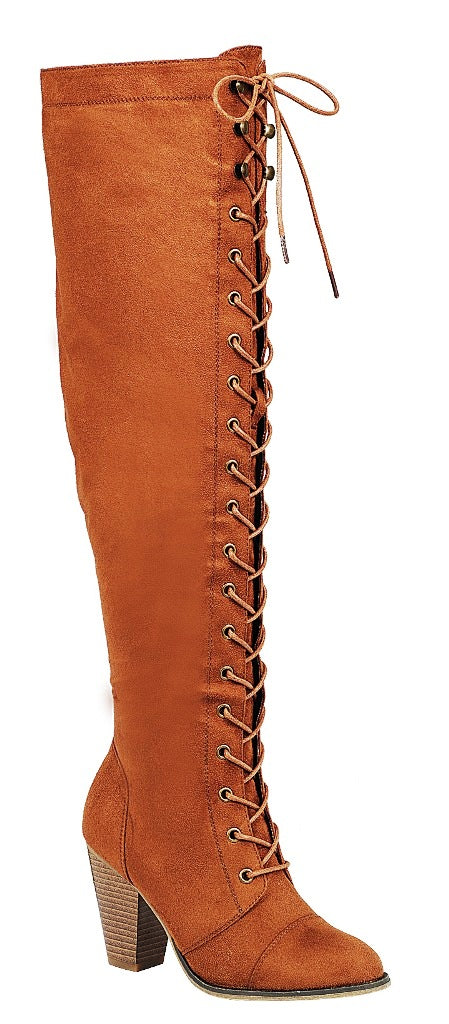 CAMILA-47 Women's Lace Up Block Heels boots - ShoeTimeStores