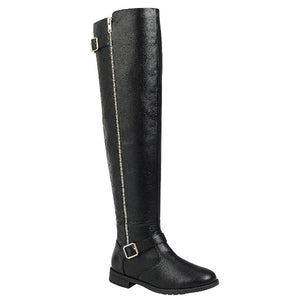 ELVA-43 Side Zip Dual Buckle Women's Riding Boots - ShoeTimeStores