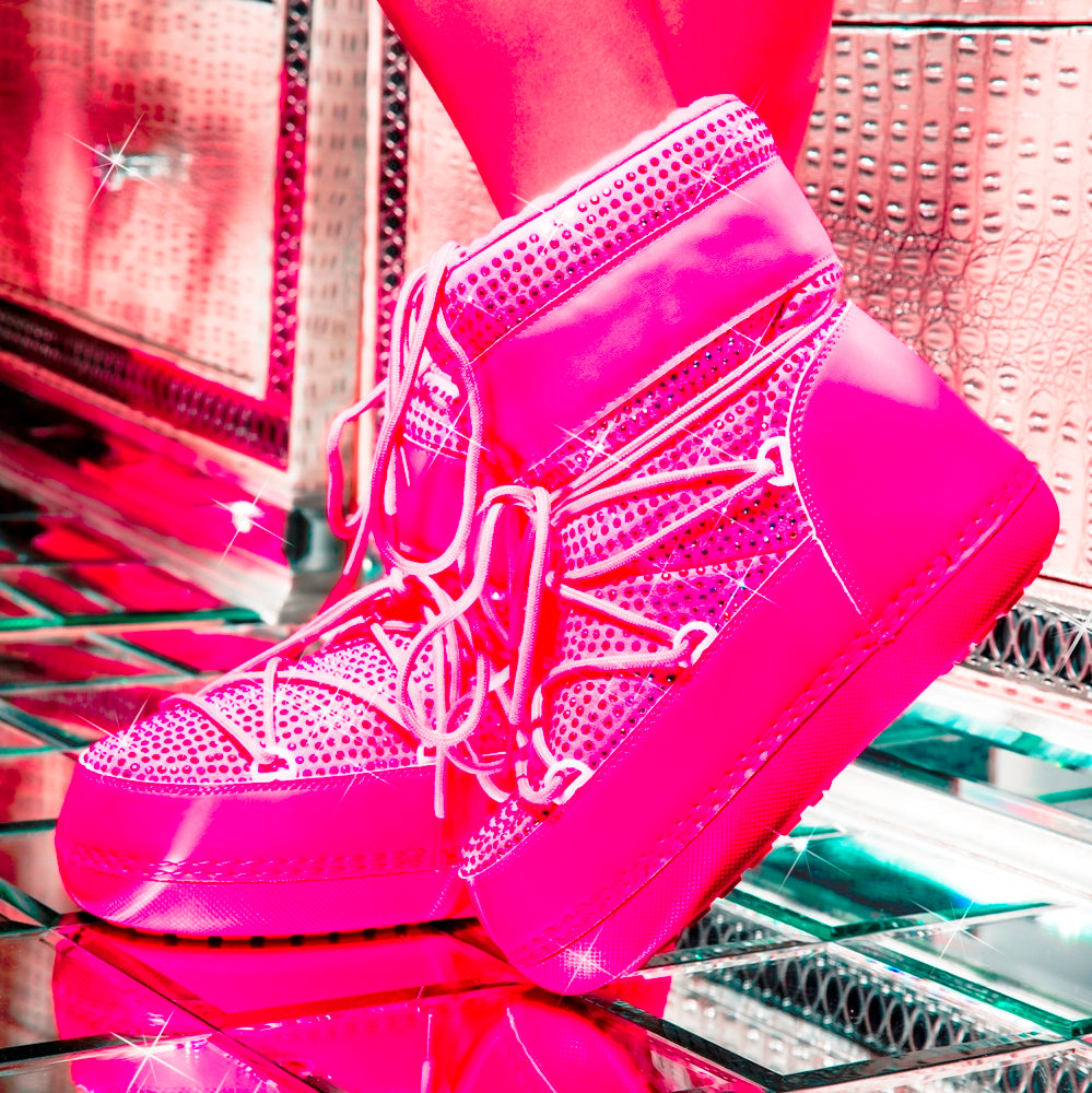 FREEZE- Women's Ankle High Snow Rhinestones Boots