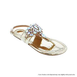 MARLO-18 Beadded Crystal Cute Flat Sandals For Women's - ShoeTimeStores