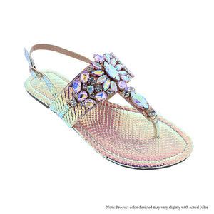 MARLO-18 Beadded Crystal Cute Flat Sandals For Women's - ShoeTimeStores