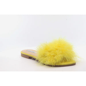 SANDAL-1 - faux fur flat sandals - ShoeTimeStores