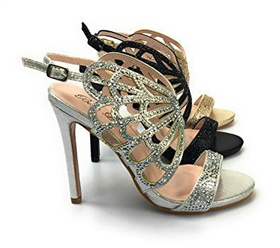 SOFIA-26 Fancy heel sandals with crystal stone - ShoeTimeStores