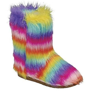 ALICE-11 Faux Fur Winter Rainbow Snow Boots For Ladies