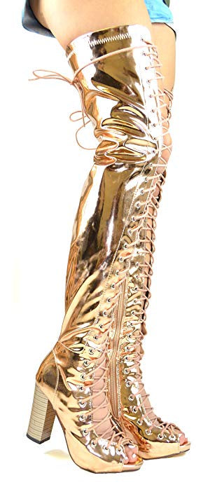 BENJAMIN-12  Golden Full Covered Thigh High Boots - ShoeTimeStores